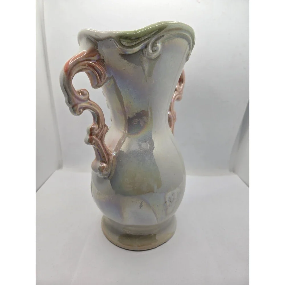 Lusterware Brazilian Vase Porcelain Double Handle Vintage French Country Cottage